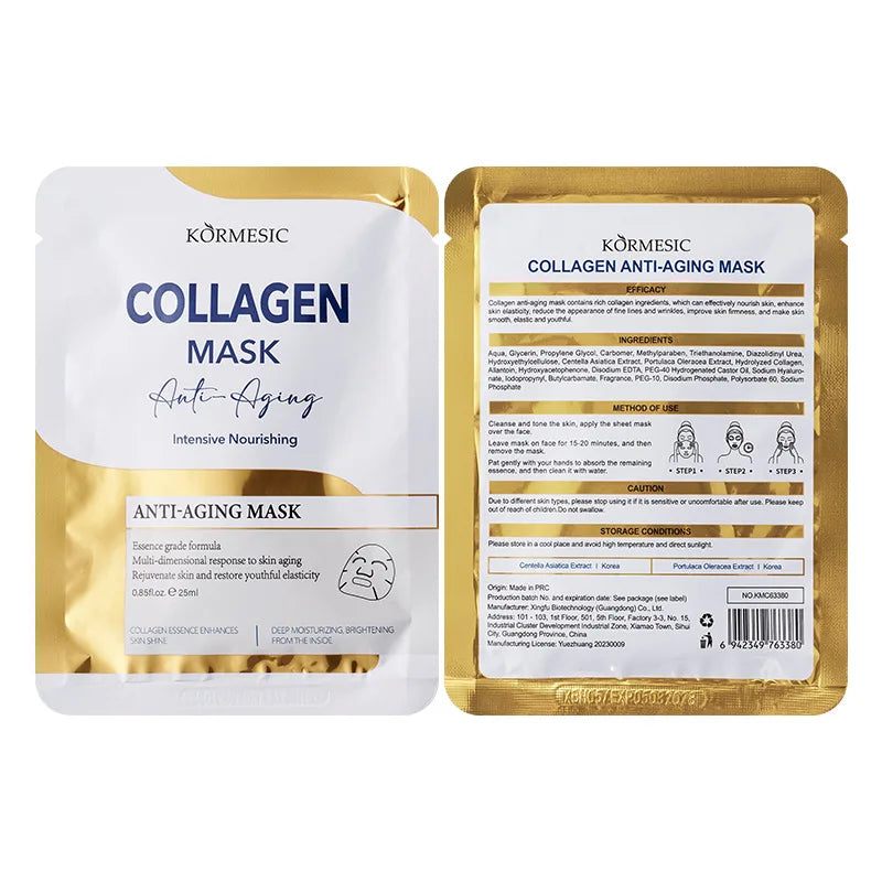 KORMESIC Gold Collagen Face Mask – Anti-Aging & Moisturizing Collagen Face Mask Oasis Select 5pcs