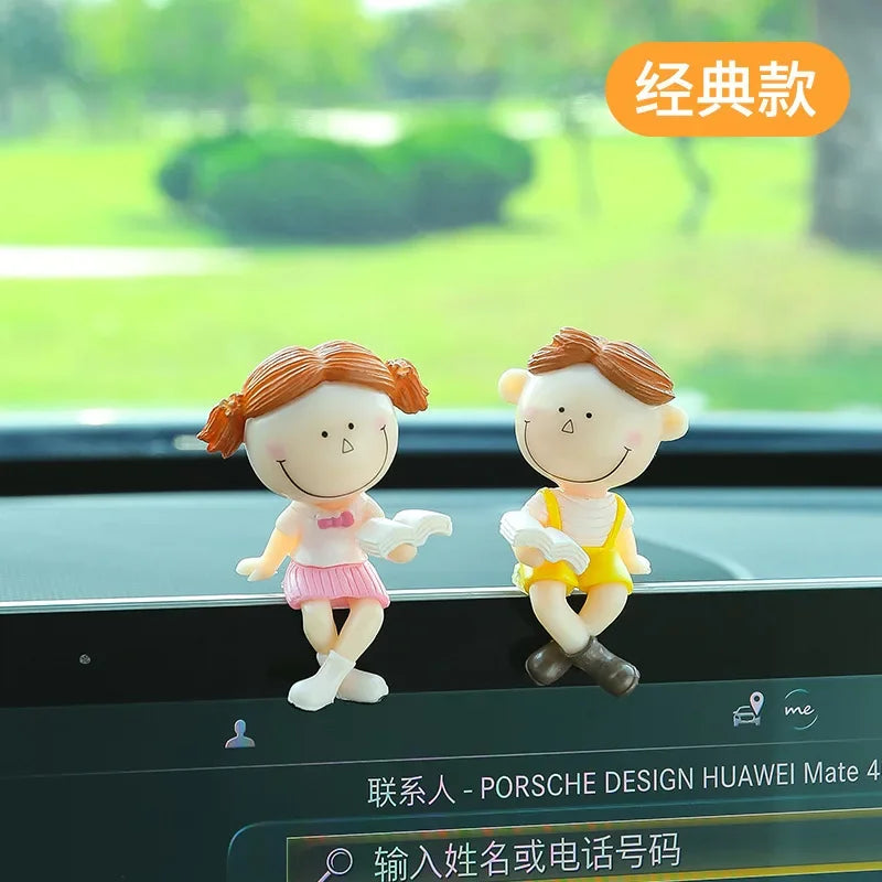 Cute Cartoon Couples Action Figure Figurines Balloon Ornament Desktop Home Decoration Auto Interior Dashboard Decor Oasis Select Pink