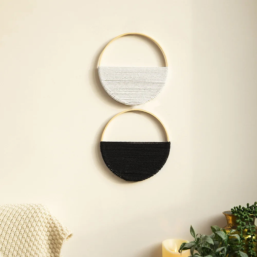 Ins Bohemian Style Double Circular Shelving Wall Decoration Pure Hand-woven Wall Hanging Room Decor Aesthetic Oasis Select