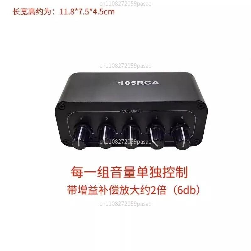 5-Channel RCA Audio Splitter – 1 In 5 Out Stereo Distributor