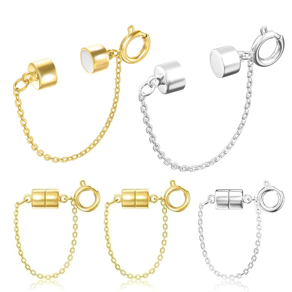 5Pcs Magnetic Bracelet Clasps and Closures with Safety Chain Never Fall Bracelet Extender Converter Magnetic Clasps for Women Oasis Select Mix