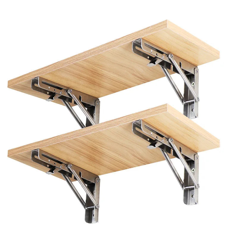 2PCS Thickened stainless steel folding bracket triangular bracket right angle holder wall shelf layer board bracket Oasis Select