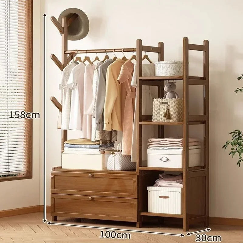 Multi-functional Floor mounted clothes hanger, bedroom home clothes rack, simple indoor storage rack, clothes rack, storage rack Oasis Select With drawer 100cm