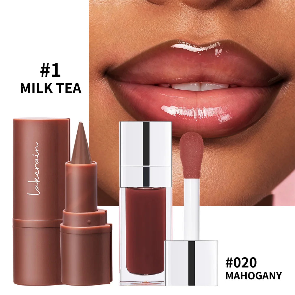 Lip Liner & Lip Gloss Set Shiny Long Lasting Moisturizing Lip Liner and Lip Gloss Combo Multiple Occasions Lips Makeup Oasis Select SET 1