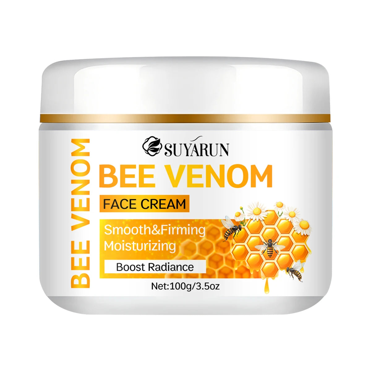 SUYARUN Bee Venom Cream with Sunflower Oil, Chamomile & Aloe - Anti-Aging Hydrating Soothing Moisturizer for All Skin Types. Oasis Select 100g