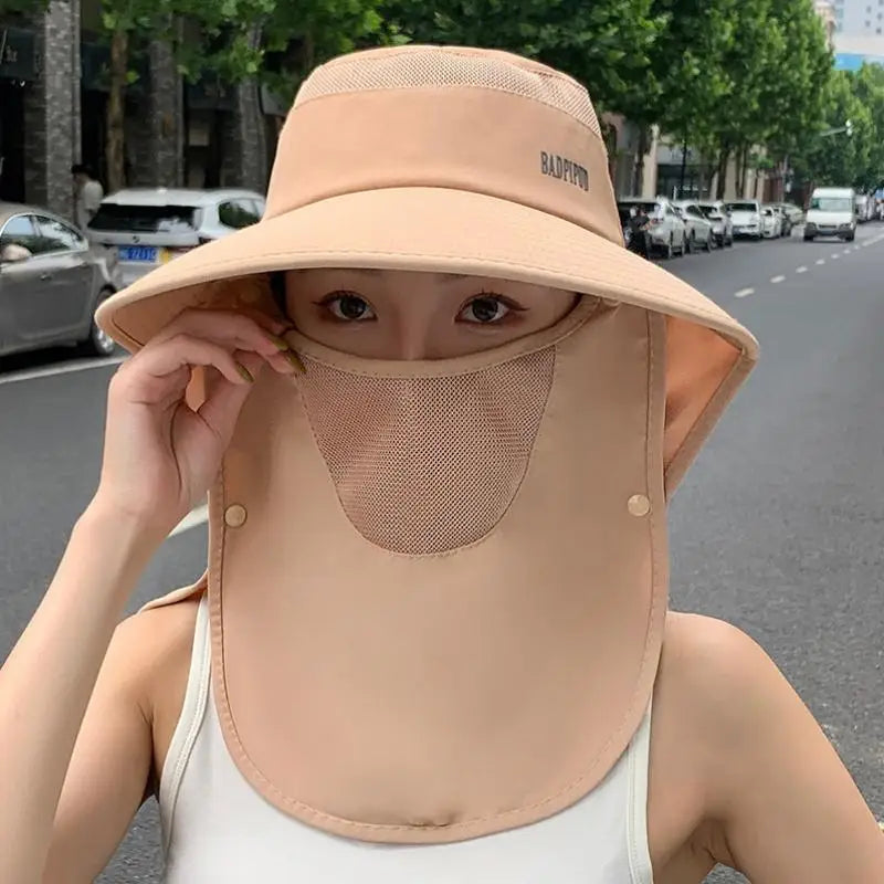 Women's UV Protective Wide Brim Sun Hat With Shawl Neck Protection Breathable Summer Outdoor Sports Fishing Hat Oasis Select Khaki
