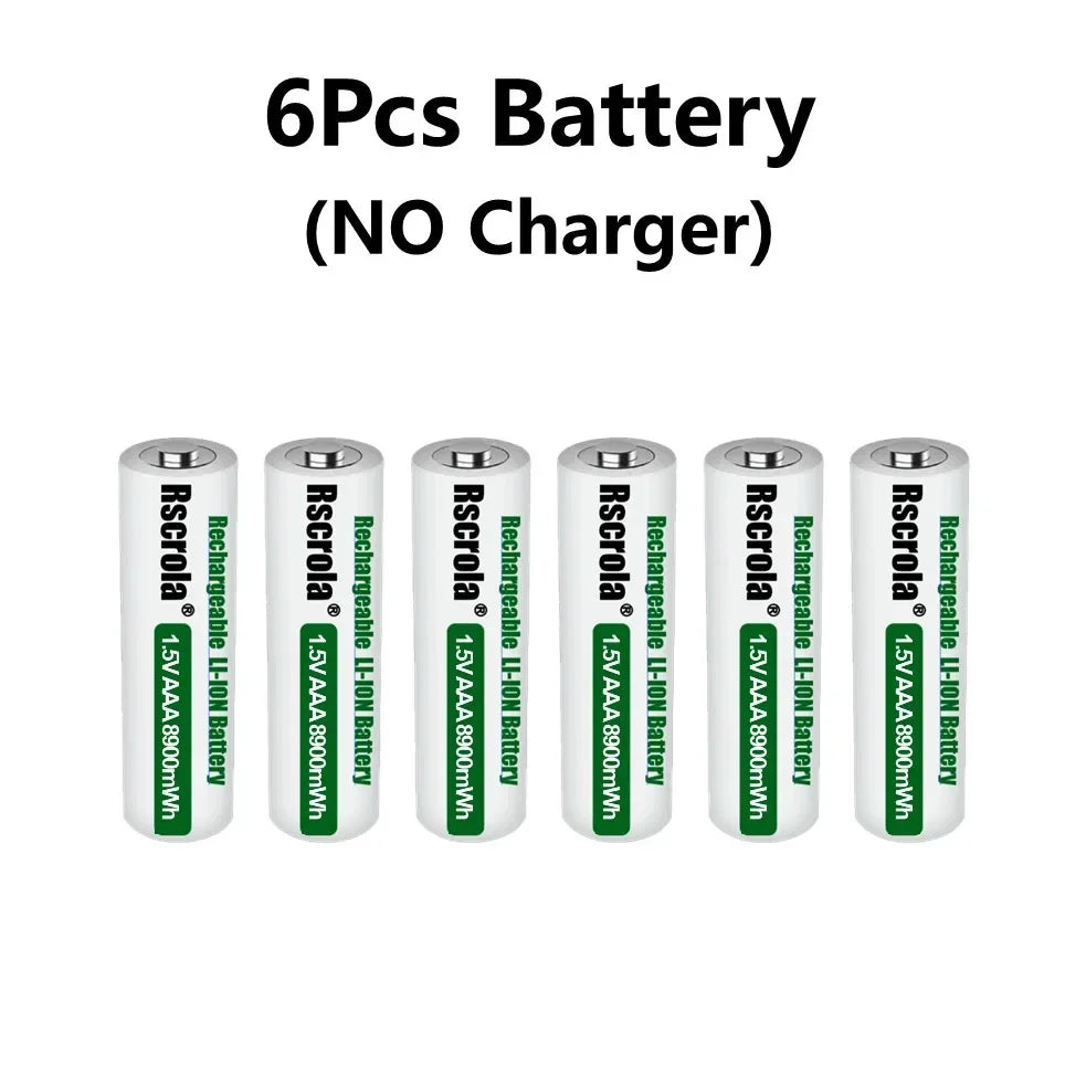 1.5V AAA8900mWh rechargeable battery New AAA lithium battery long life for Mouse Flashlight Fan Game Machine electric toy Oasis Select 6P AAA NO Charger 1.5V