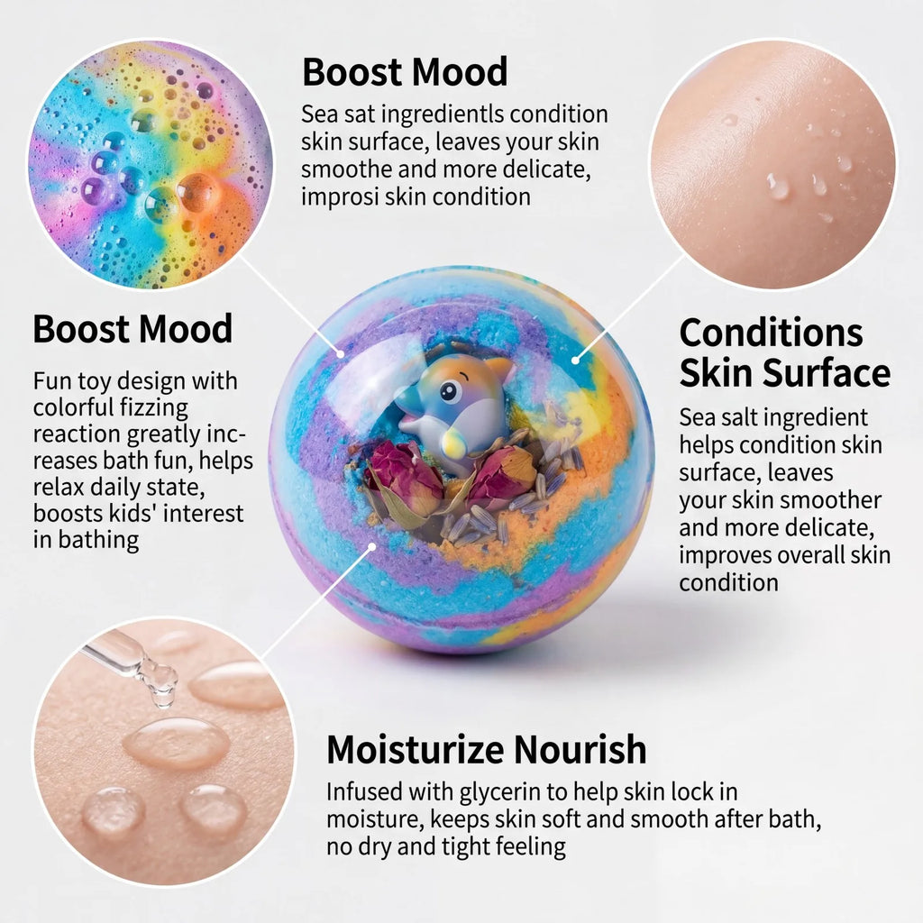 New 2026 Kids Bath Bombs Gift Set 12 PCS Toy Bath Bomb Surprise Ocean Toys Colorful Fizzing Moisturizing Fun Bathing Gift 600g Oasis Select