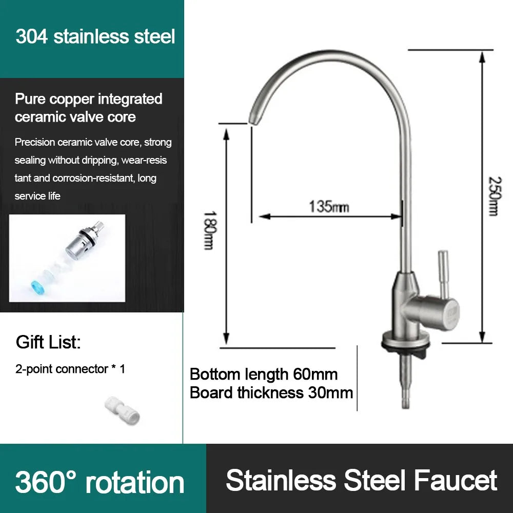Stainless Steel Water Filter Faucet | 360° Swivel Kitchen Tap