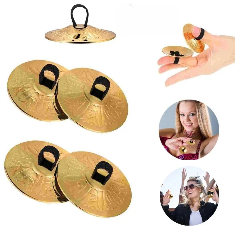 2pcs Copper Finger Cymbals Small Finger Cymbals Belly Dancing Mini Cymbals Musical Instrument Saucers Oasis Select