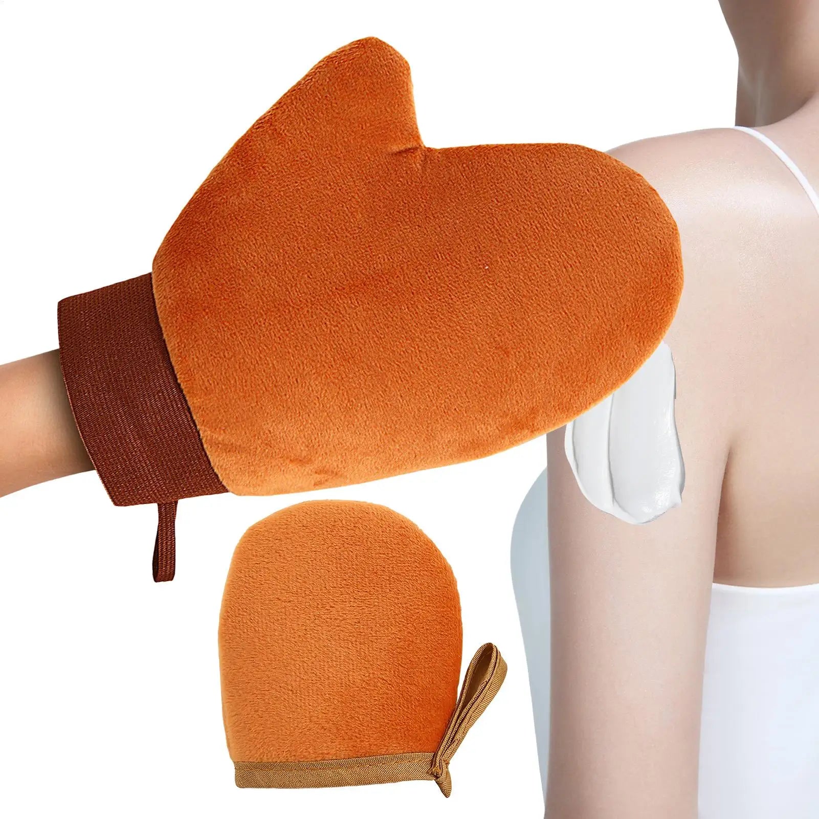2Pc Self-Tanning Glove Body Lotion Mitt Double-Sided Prevents Sticky Hands Applicator Quick Dry Flocking Glove Makeup Applicator Oasis Select