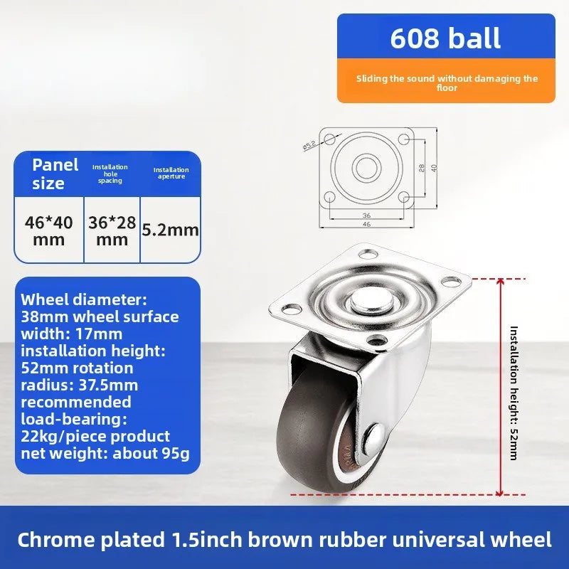 1 1.25 1.5 2 Inch Furniture Caster Soft Rubber Universal Wheel Swivel Caster Roller Wheel For Platform Trolley Accessories Oasis Select 1.5 inch universal 1.0 Inch