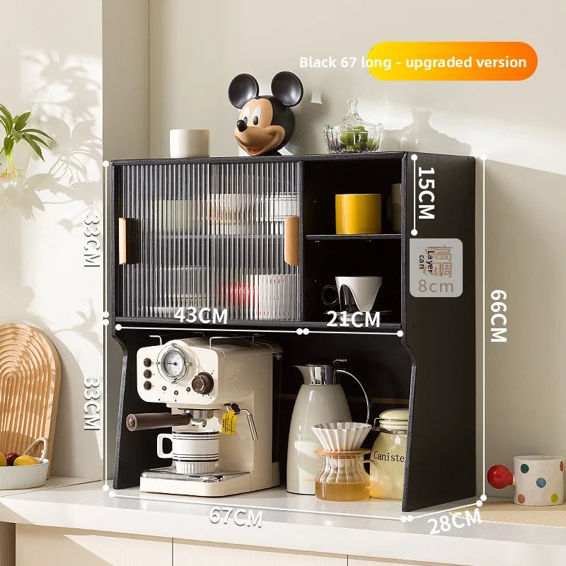 Cup storage rack desktop dining side coffee machine kettle storage cabinet multi-layer dustproof water cup tea set cup holder Oasis Select Black 67 GB