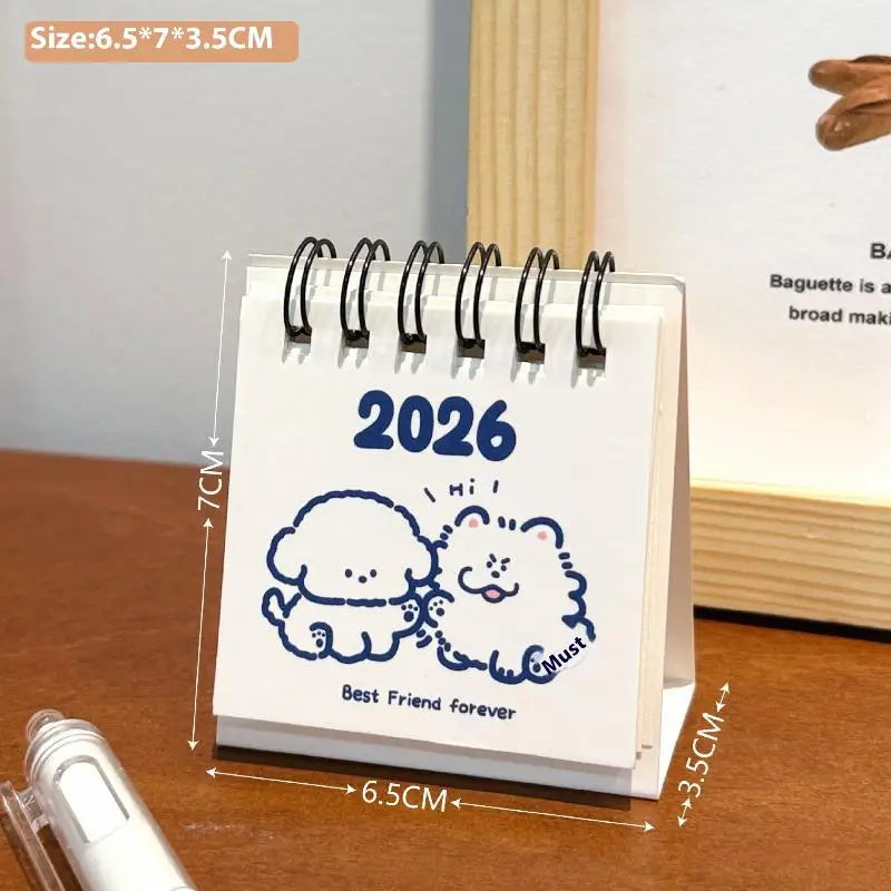 1Pcs Cartoon Portable Coil Monthly Calendar Planner 2026 Horse Year Mini Desk Calendar Office And Home Decor New Year's Present Oasis Select A9