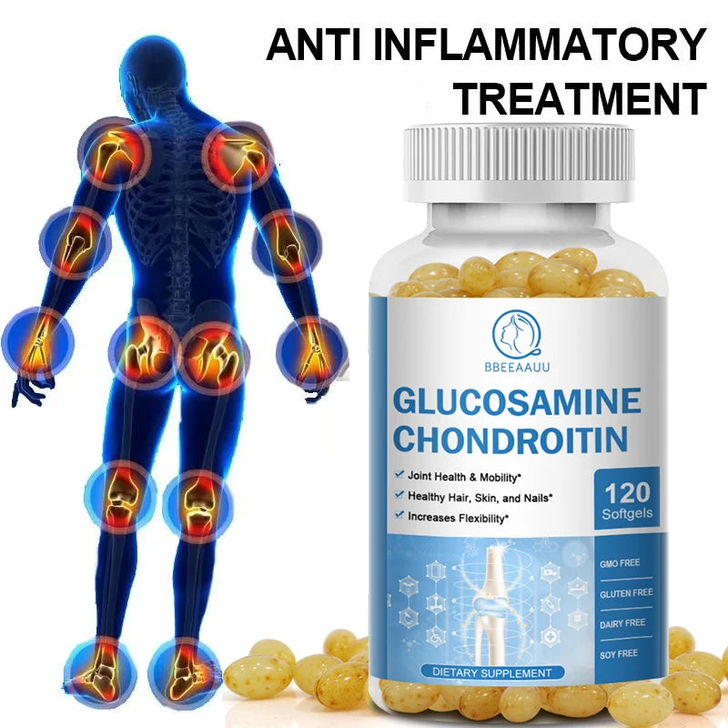 BBEEAAUU Vitamin D Glucosamine Chondroitin Capsules for Relieve Joint & Knee Pain Relieve Discomfort of Bones and Joint Oasis Select