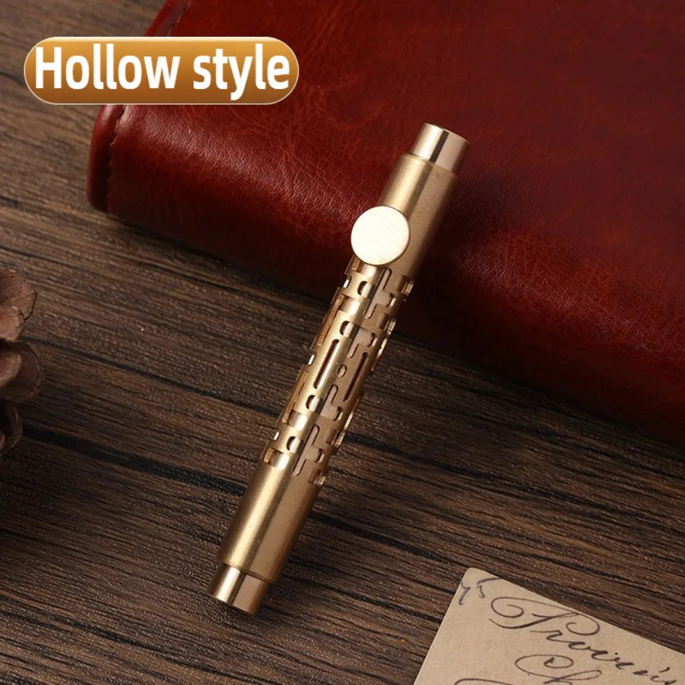 Portable Scalable Metal Fountain Pen Handwriting Retro Vintage Brass Pens Short Artist Writing Mini Pocket Pen Stationery Oasis Select Hollow Style