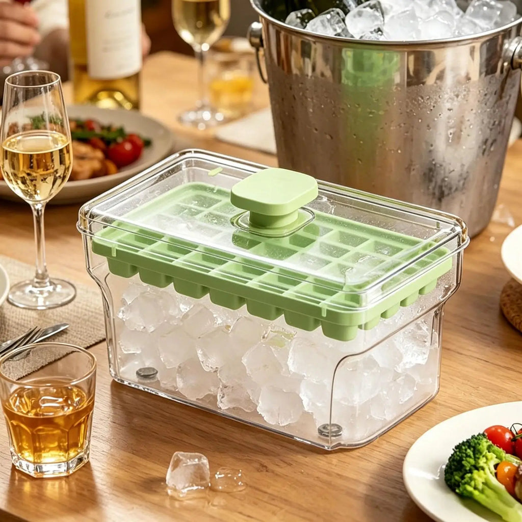 Press Ice Tray Bucket Multifunctional 32 Gride Ice Cubes Mold Ice Maker With One-touch To Release Portable Ice Box Ice Tray Oasis Select