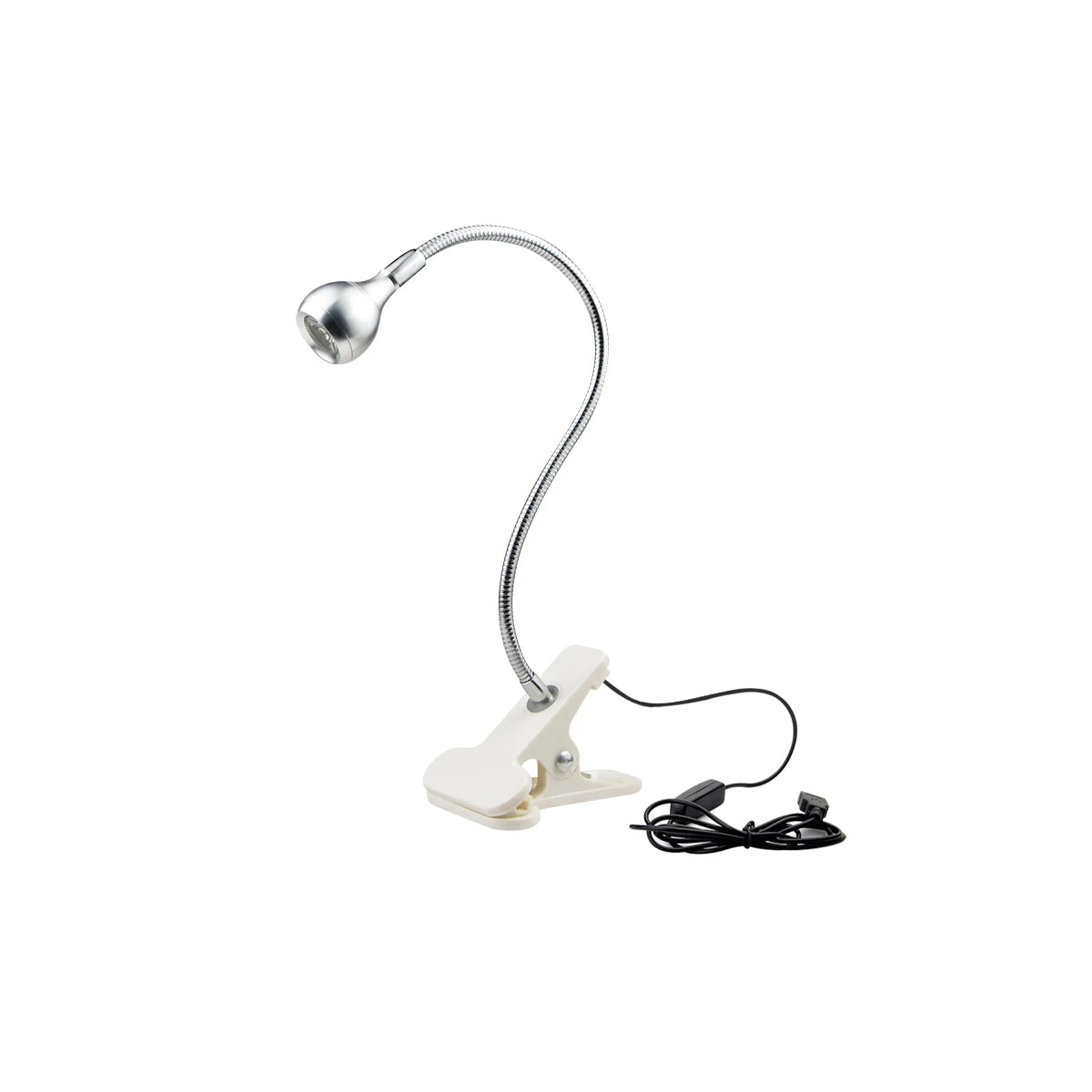 Flexible Table Lamp USB Power Lamp Reading Book Light With Holder Clip Study Reading Lamps Bedside Table Bedroom Decor Nightlamp Oasis Select Silver Shell White