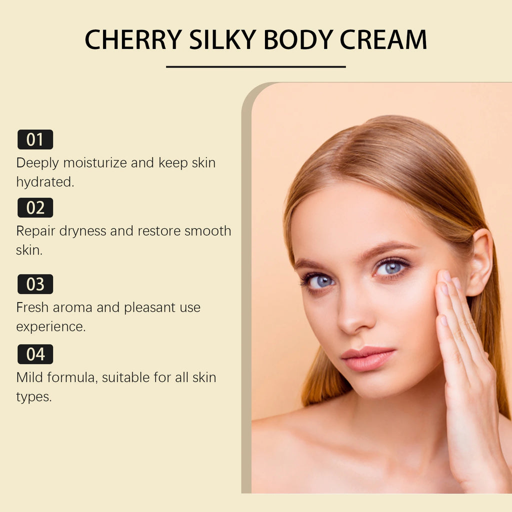 Cherry Body Cream Antioxidant Brighten Smoothing Skin Repair Dryness Body Lotion Long Lasting Moisturizing Face Cream Skin Care Oasis Select