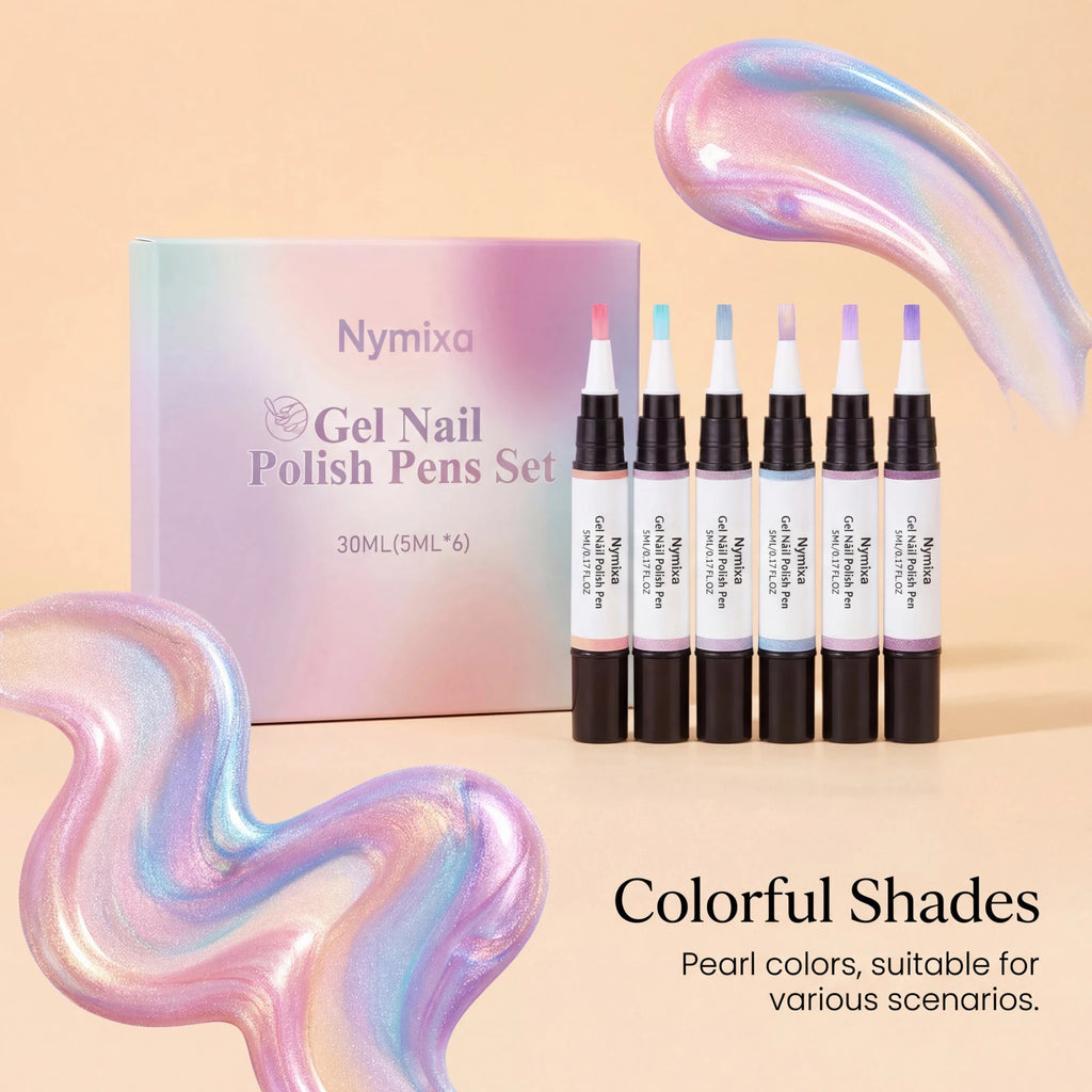 Multi-Color 3in1 Gel Nail Polish Pens Set - Quick Dry Long Lasting No Base Top Coat Needed Easy DIY for Beginners Home Manicure Oasis Select