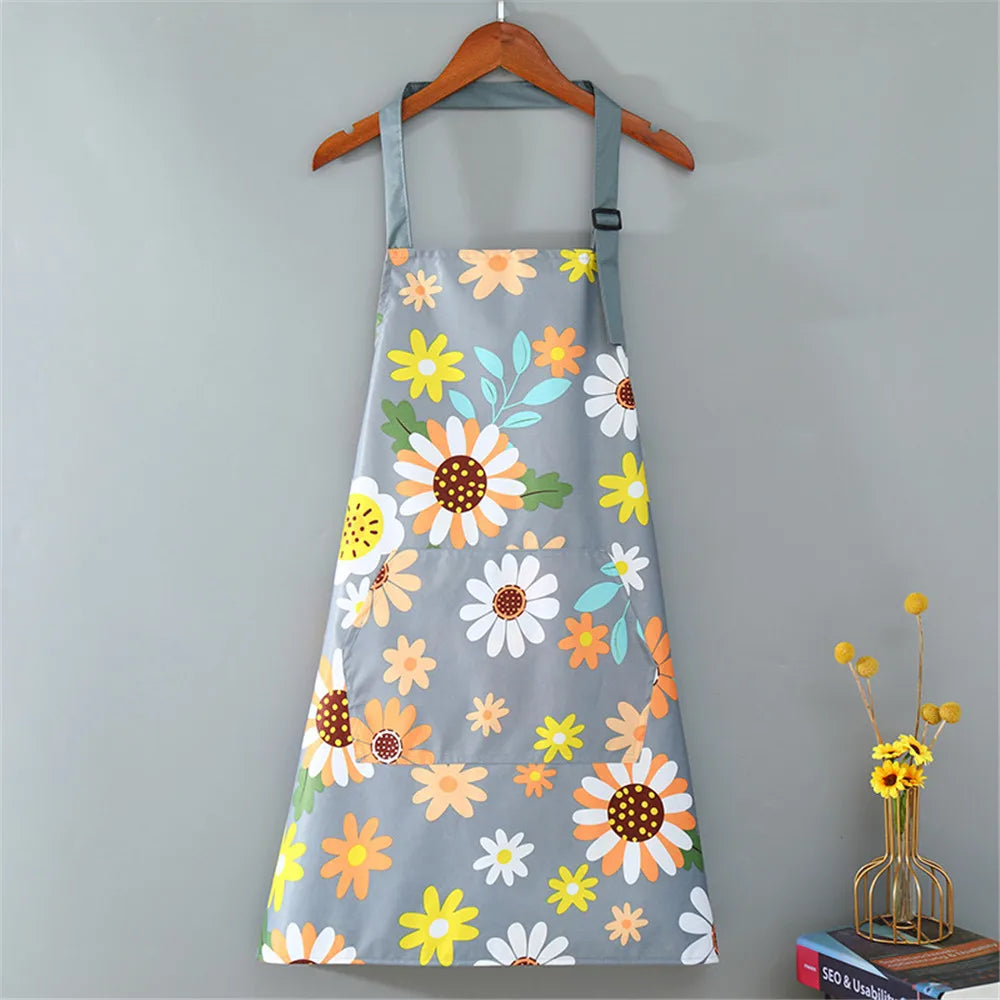 Cute Flower Kitchen Household Oil-Proof Cooking Apron For Women Children Men Kitchen Waterproof Adult Coffee Baking Accessories Oasis Select