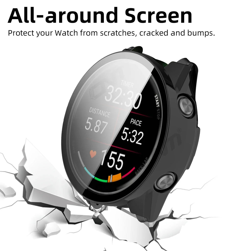 Garmin Forerunner 970 570 Tempered Glass & PC Bumper Case Watch Screen Protector Oasis Select