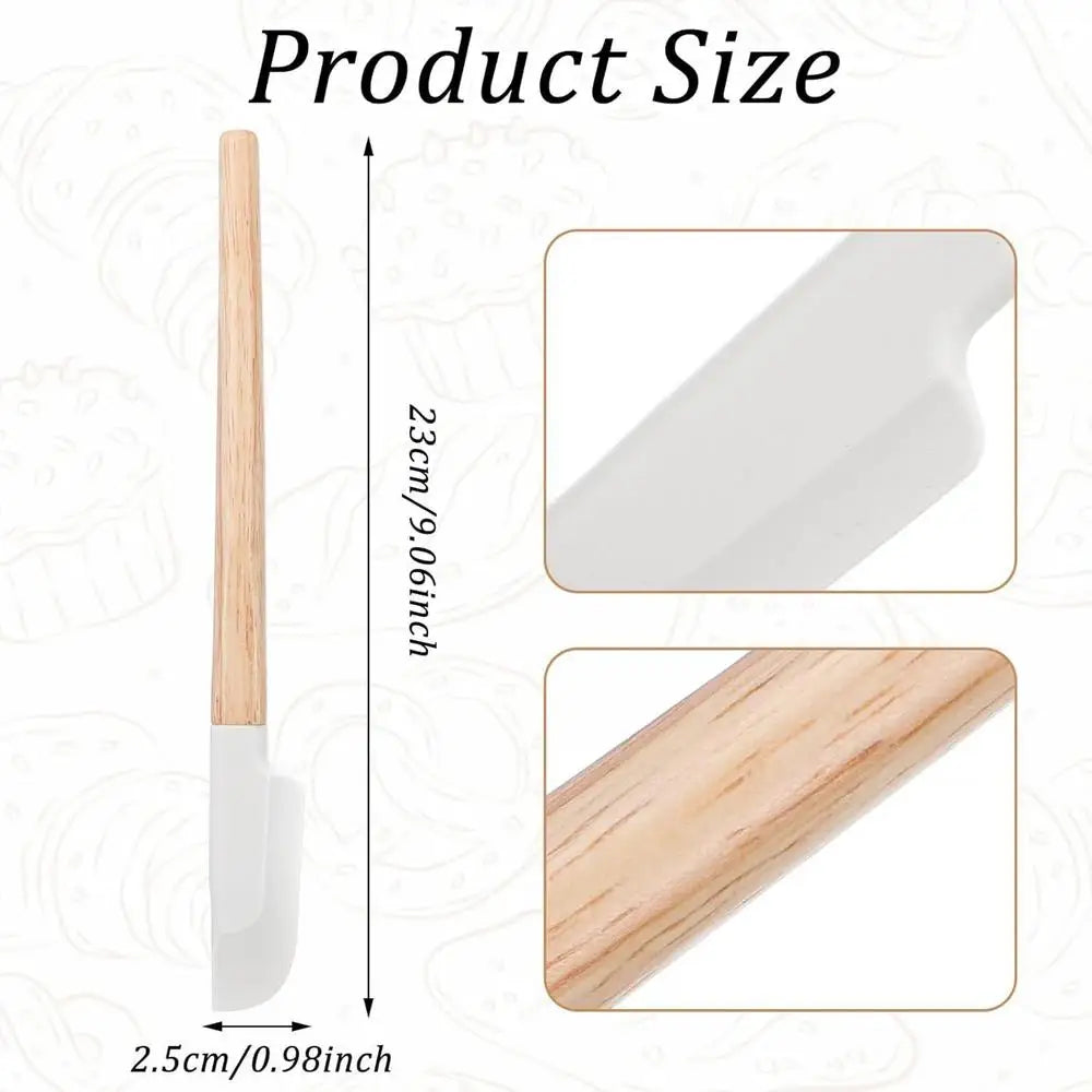 Wooden Handle Spatula silicone Scraper Long Cake Spatula Heat-resistant Kitchen Baking Tool Kitchen Utensils Baking Tools Oasis Select A