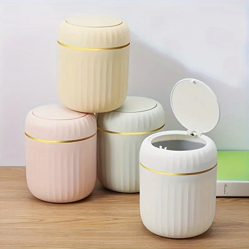 Mini Desktop Trash Can with Lid Garbage Waste Bin Organizer Bedroom Office Desk Storage Box Made Durable Plastic Home Supplies Oasis Select