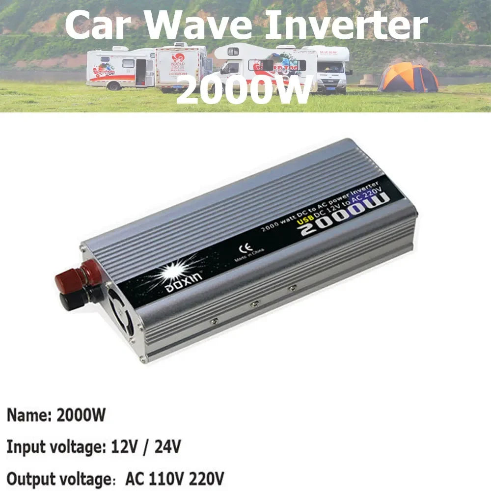 Car Wave Inverter DC 12V 220V 24V 110V AC 300W 500W 800W 1000W 1500W 2000W Inversor Car Adapter Power Solar Inverter Converter Oasis Select 2000W 12V AC 220V