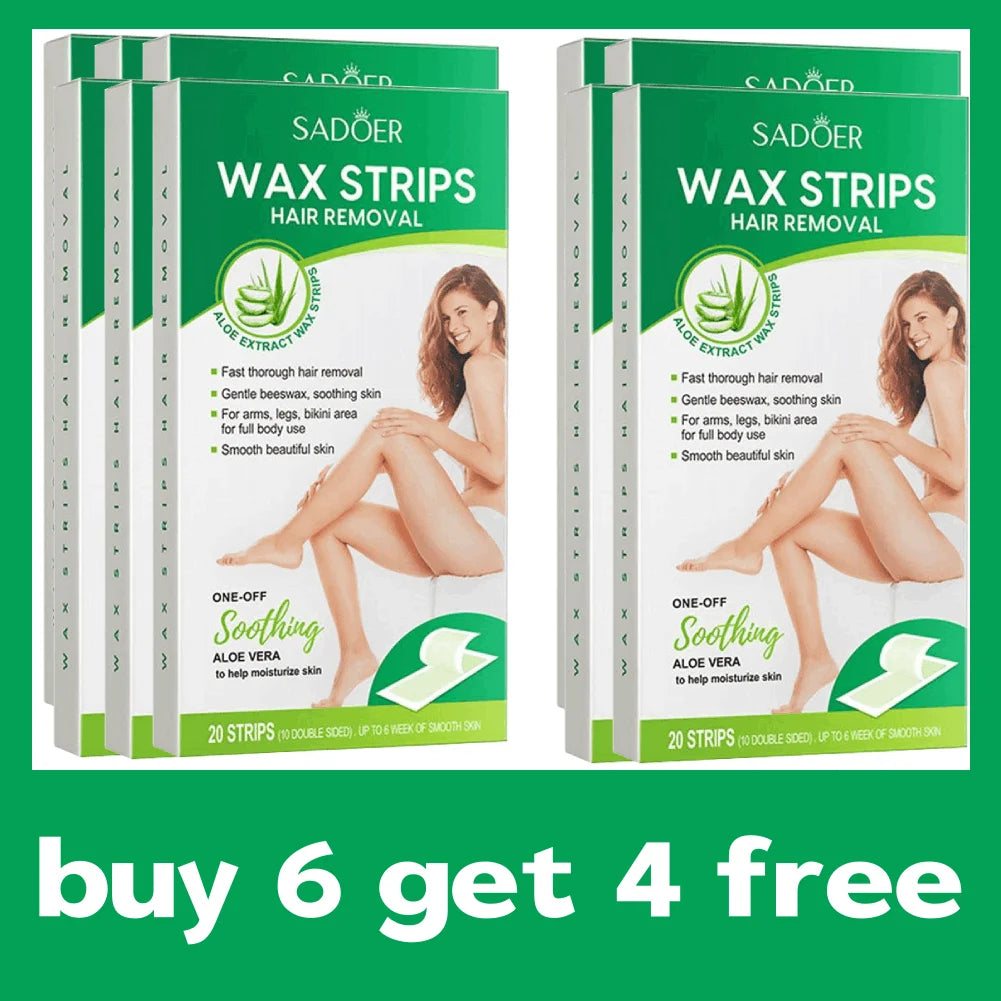 Aloe Vera Hair Removal Wax Strips 20-Pack – Face, Body & Legs Hair Removal Strips Oasis Select D