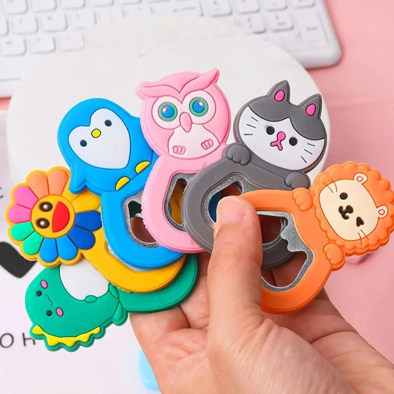 Cartoon Small Animal Bottle Opener Refrigerator Magnet Pvc Soft Glue 3D Creative Magnetic Cool kitchen Gadgets Oasis Select