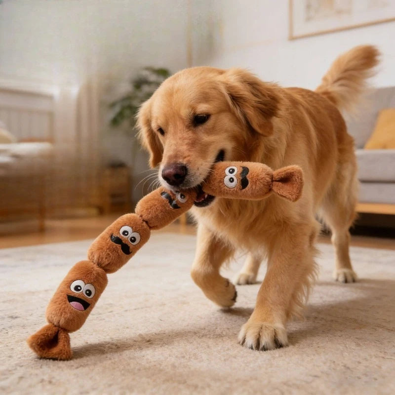 Creative and Interesting Sausage Shaped Squeaky Dog Plush Toy Bite Resistant Molar Chew Toy for Puppy Teeth Cleaning Oasis Select
