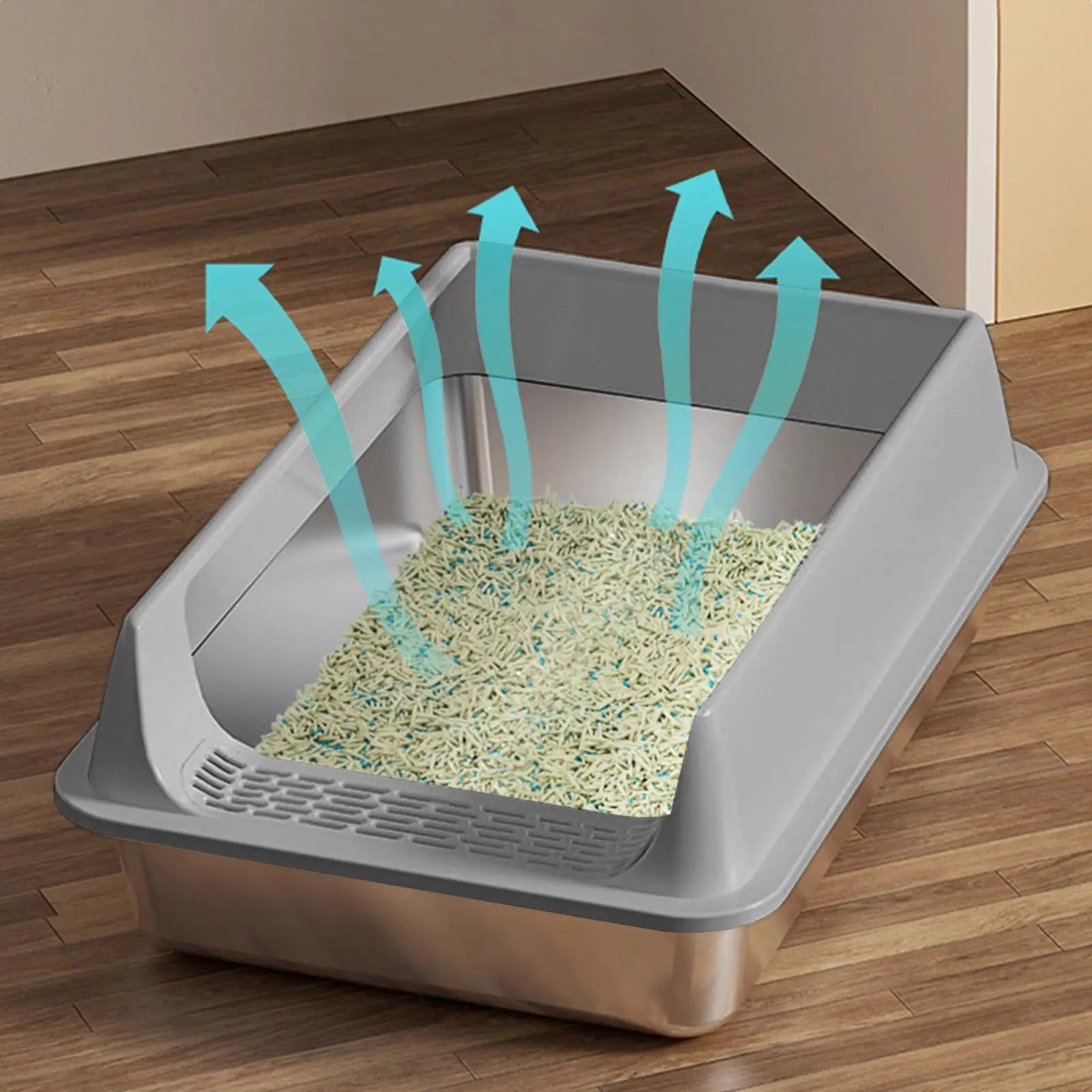 Litter Box for Cats Deepen Pet Litter Box Semi-Enclosed Deepened Cat Toilet with Scoop for Dormitory Apartment Living Room Car Oasis Select
