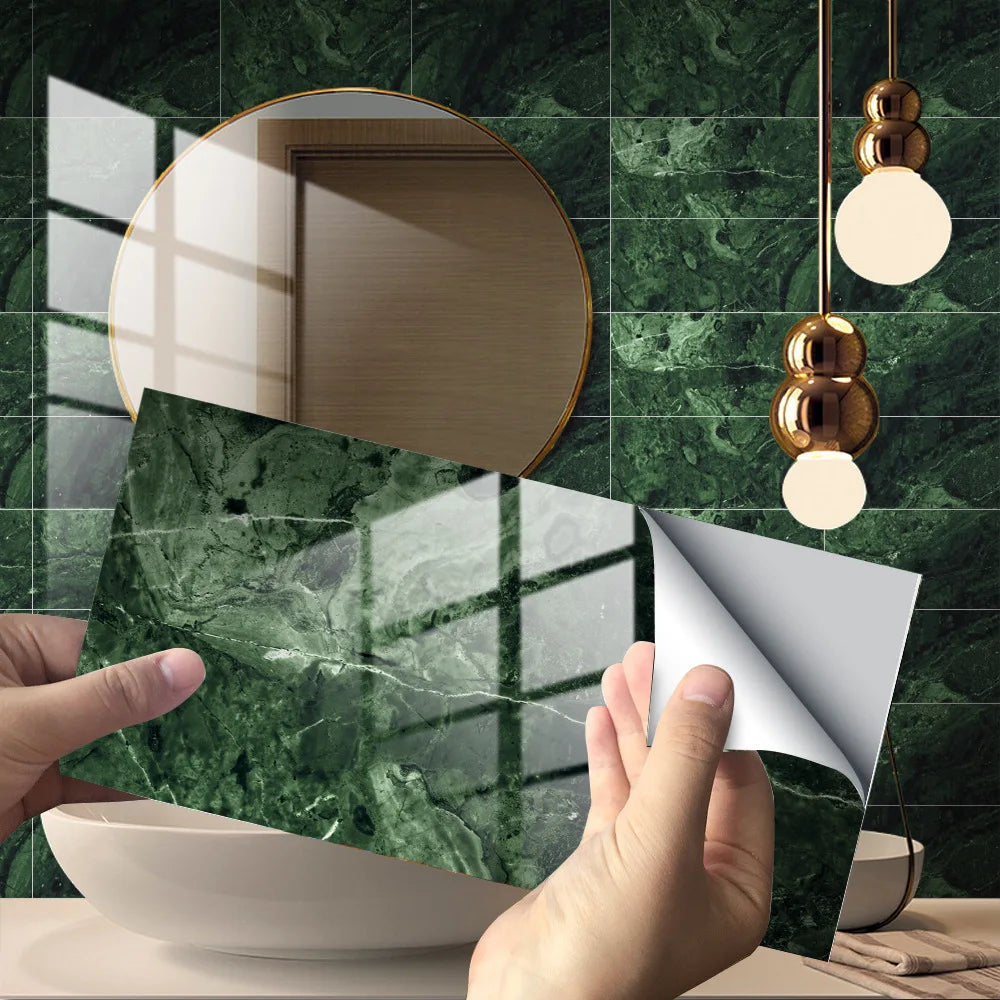 Imitation Marble Grain Tile Paste Thick Cover Crystal Film Decorative Renovation Wall Paste Wallpaper Wall Stickers Oasis Select