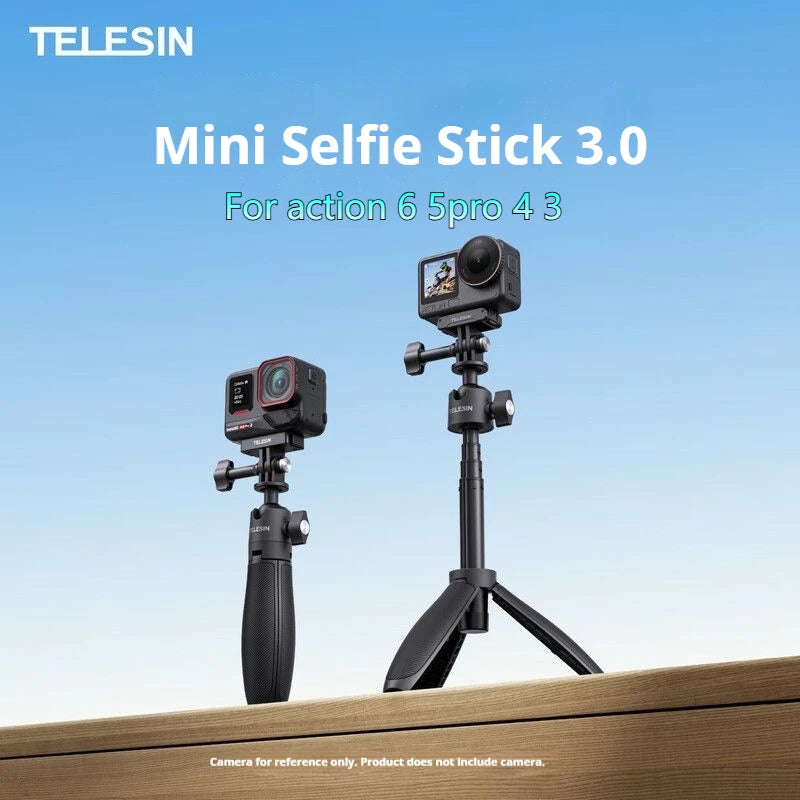 TELESIN Mini Selfie Stick Tripod for DJI Action 6/5 Pro/4/3
