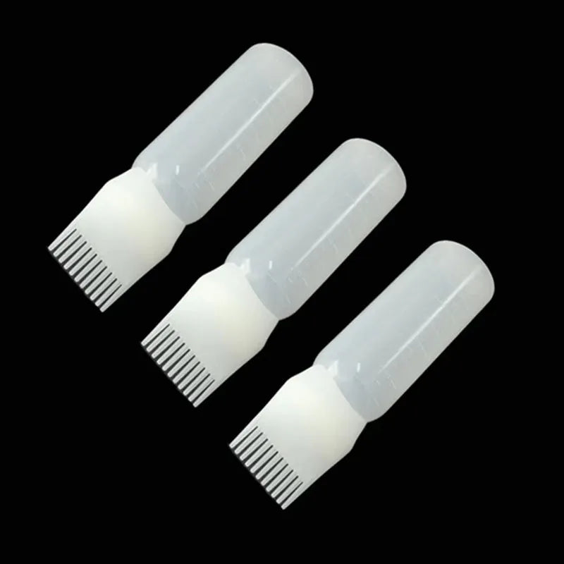 1/2/4pcs Hair Dye Refillable Bottle Comb Professional Salon Hair Oil Applicator Bottles Plastic Dispensing Hairdressing Styling Oasis Select 3pcs white
