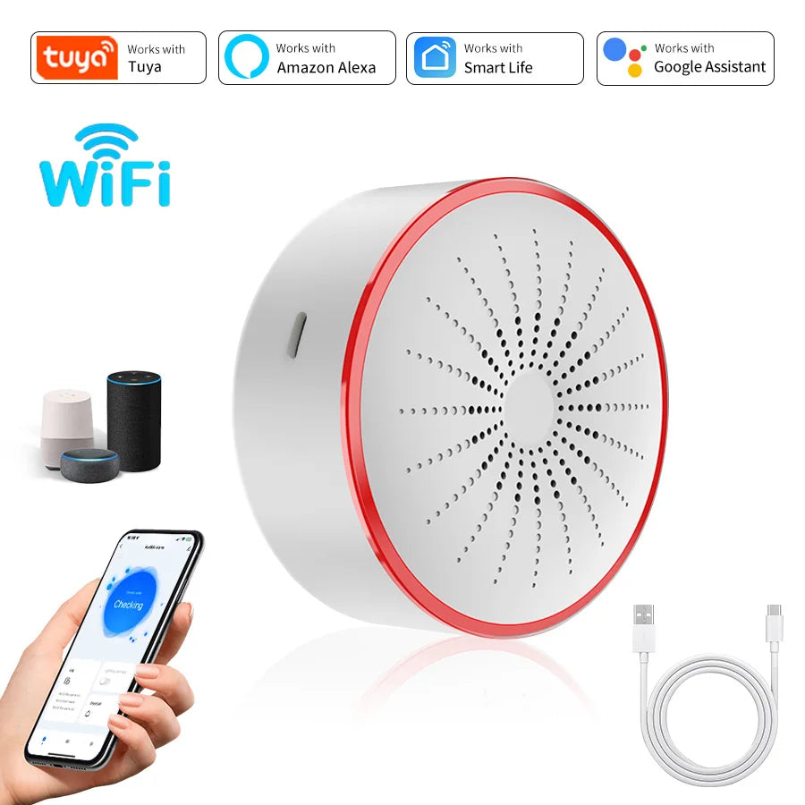 Tuya WiFi Zigbee Smart Sound & Light Alarm | USB Security Smart Alarm Sensor Oasis Select WiFi