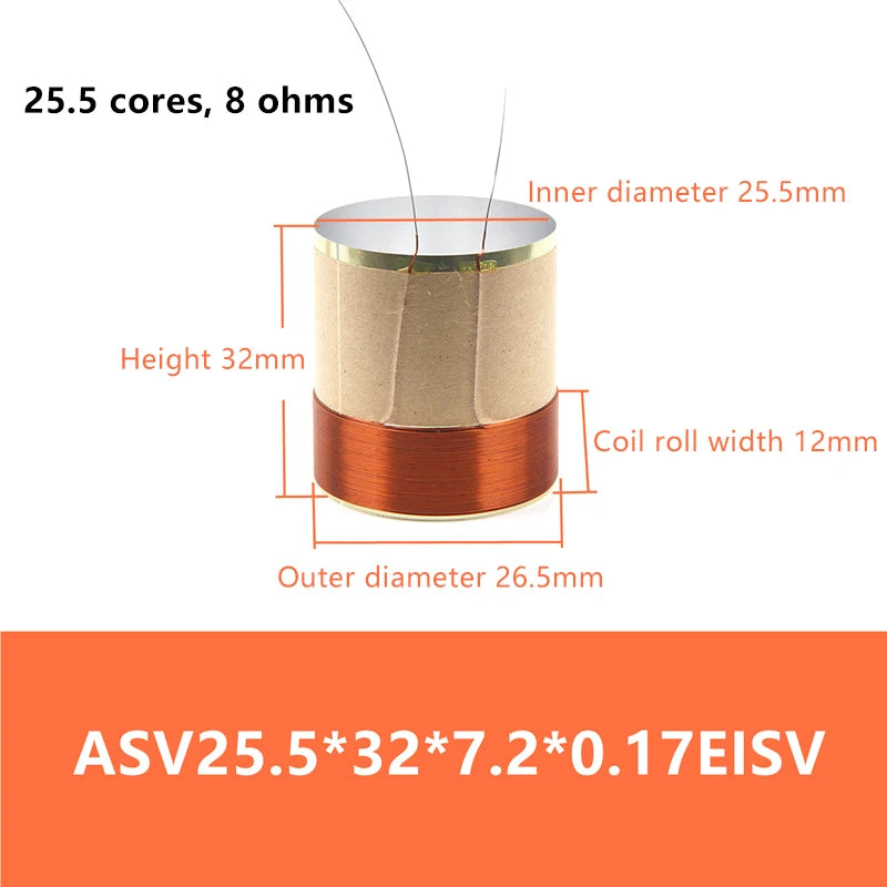 1PCS Speaker Voice Coil Braided Copper Lead Bass Voice Coil 2Layers Speaker Aluminum Voice Coil Repair Accessories Oasis Select 25.5327.28