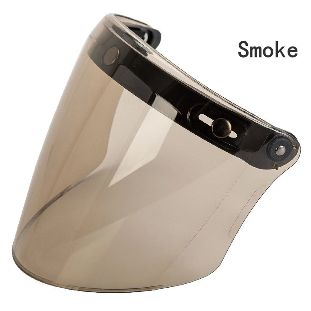 1Pcs 3-Snap Helmet for Peak Lens for Sun Shade Shield Wear Resistant for 3/4 Motorcycle Open Face Helmet Visor Oasis Select Smoke