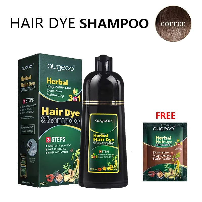Herbal Plant Hair Dye Shampoo – 6 Colors, Grey Coverage Hair Dye Shampoo Oasis Select 500ml Coffee