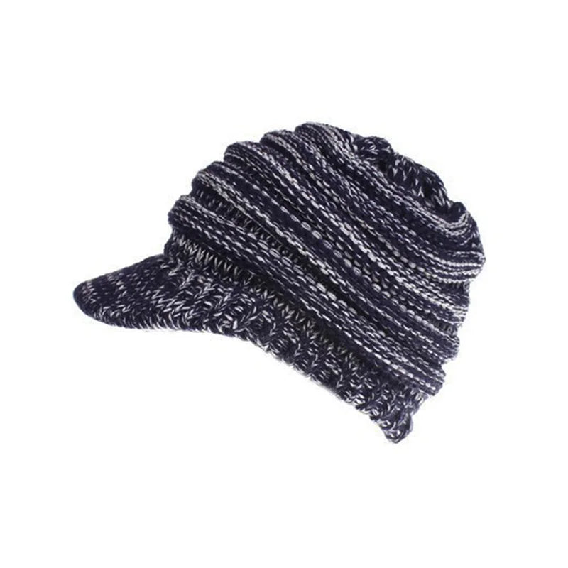 Classic European and American Knitted Hat Warm Knitted Hat Women's Empty Top Knitted Ponytail Hat Duck Tongue Winter Warmth Oasis Select 13
