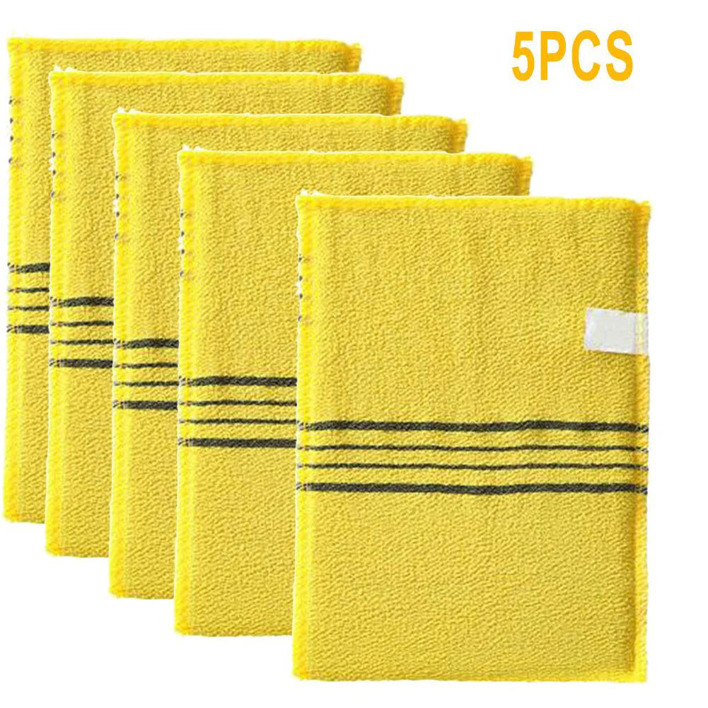 Korean Exfoliating Bath Washcloth Body Scrub Towel 5 Pack Exfoliating Washcloth Oasis Select Yellow