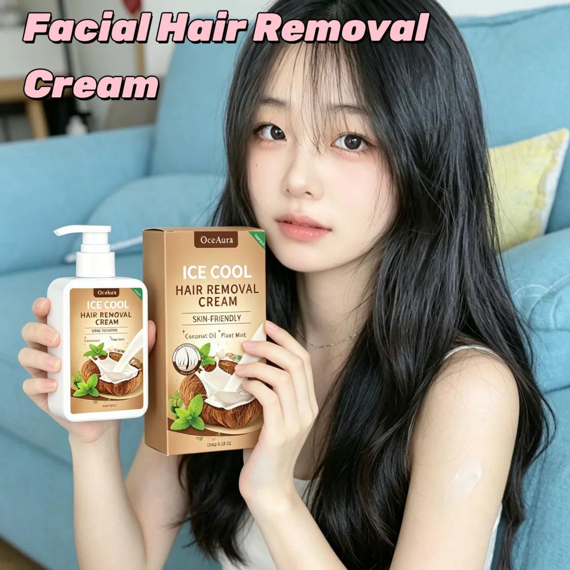 Unisex Facial Hair Removal Cream Painless Fast Acting Depilator For Lip Chin Cheek Men Beard Women Mustache Gentle Non Irritat Oasis Select