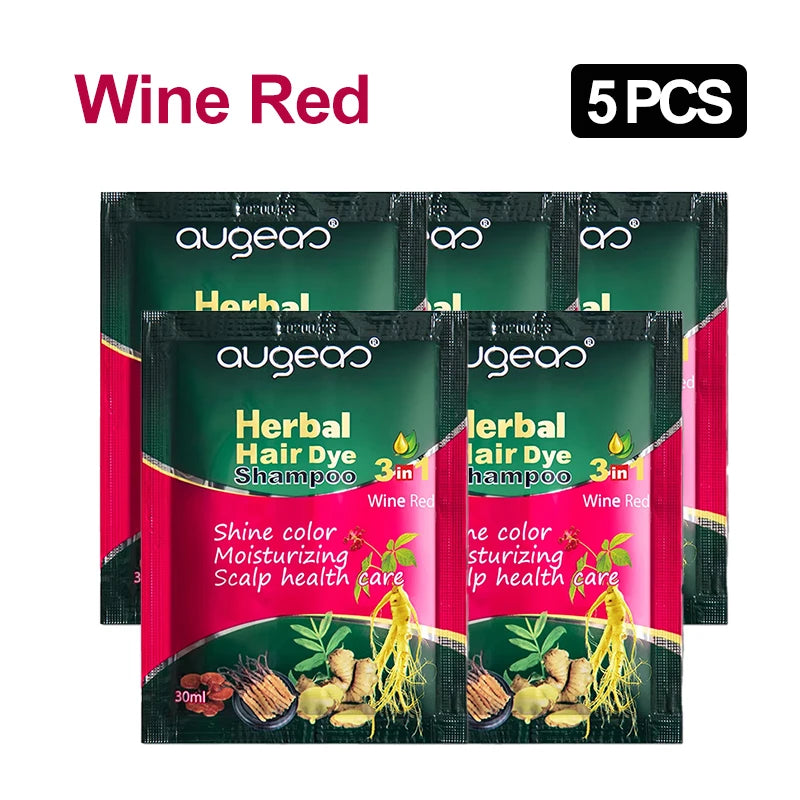 Natural Herbal Hair Dye Shampoo – Grey Coverage 30ml (3/5 Pack) Hair Dye Shampoo Oasis Select 5pcs red wine China Mainland