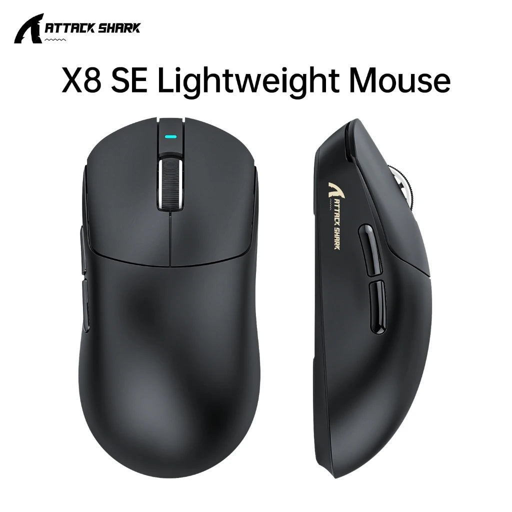 Attack Shark X8 SE Wireless Gaming Mouse | 55g Ultra-Light | 1KHz Wired/Wireless | PAW3311 25K DPI | Tri-Mode | 80M Clicks Oasis Select X8SE Black Light