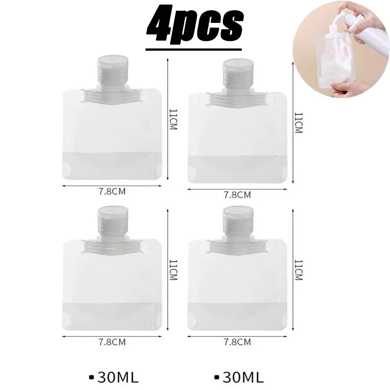 2-10PCS Travel Empty Squeeze Bags Lotion Dispensing Bag Refillable Shampoo Toiletries Conditioner Liquid Cosmetic Storage Pouche Oasis Select 4pcs-30ml