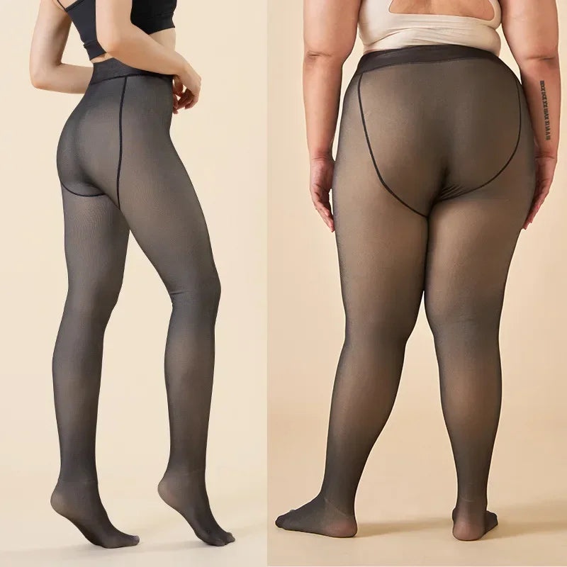 Thicken Polar Stockings Winter Warm Leggings Women'S Fleece Lined Tights Skin Effect Pantyhose Fake Translucent Wool Sock Pants Oasis Select