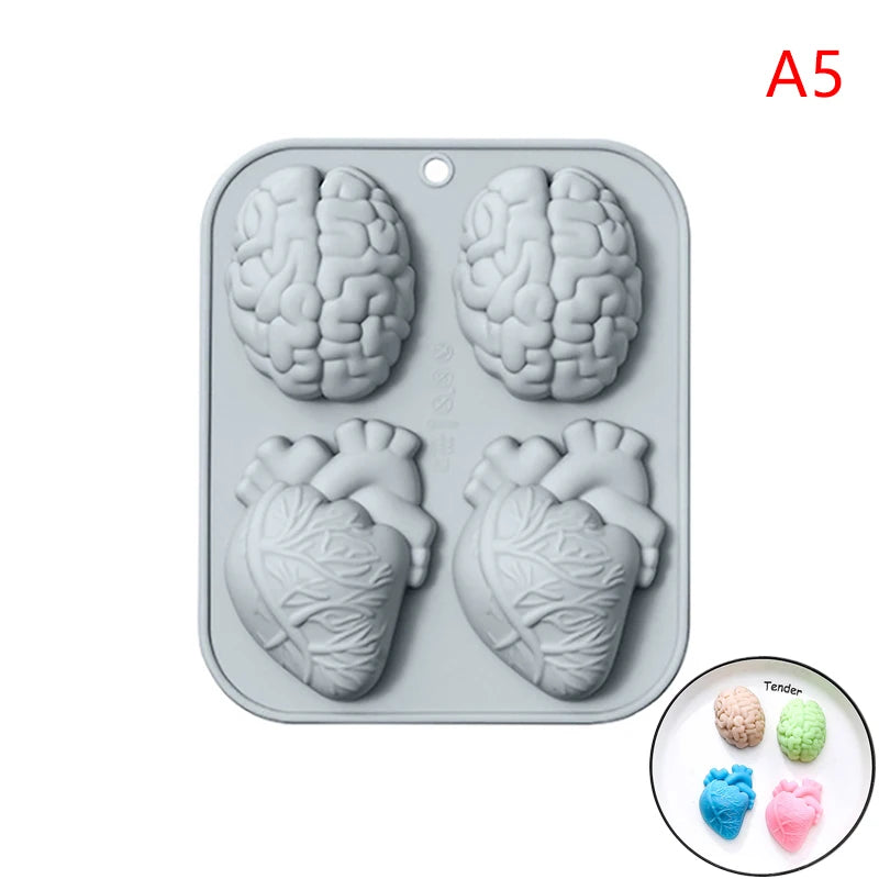 Halloween Silicone Mold – Finger, Heart & Brain for Candy & Choc