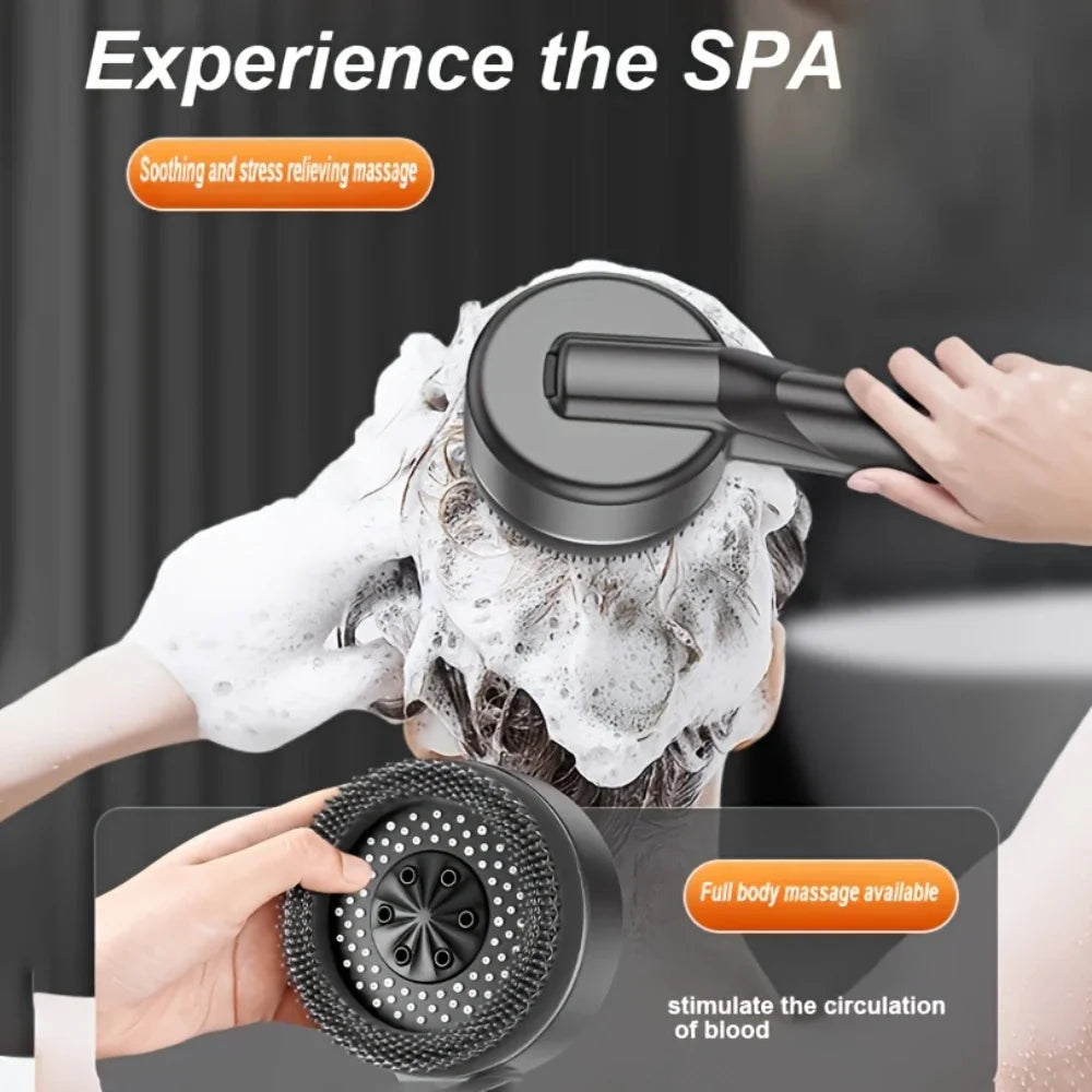 4 Modes Self-cleaning Shower Head with Silicone Brush One-Key Stop Water Massage High Pressure ABS Showerhead with Filter Oasis Select