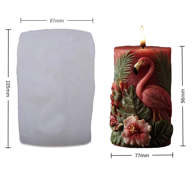 Flamingo 3D Relief Scented Candle Silicone Mold DIY Flamingo Ornament Silicone Mold For Home Decor Oasis Select Flamingo